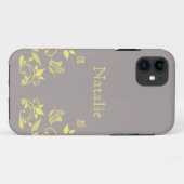 Papillon jaune Floral BT iPhone 5 Coque (Dos (Horizontal))