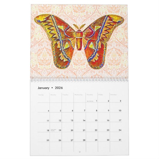 Papillon joli Calendrier des papillons (Jan 2026)