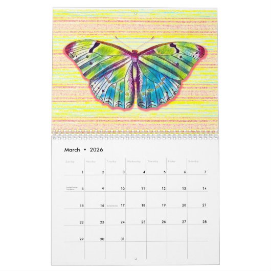 Papillon joli Calendrier des papillons (Mar 2026)