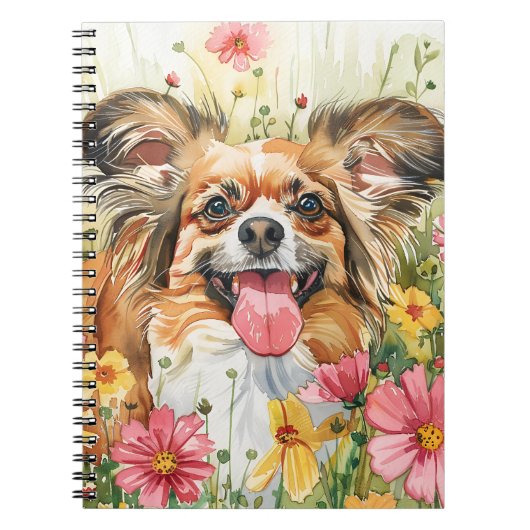 Papillon Journal – Couverture de Chien à l'Aquarel (Devant)