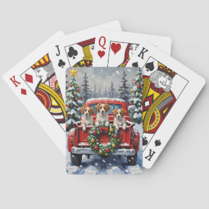 Papillon Kerst Rode Truck Vakantie Pokerkaarten