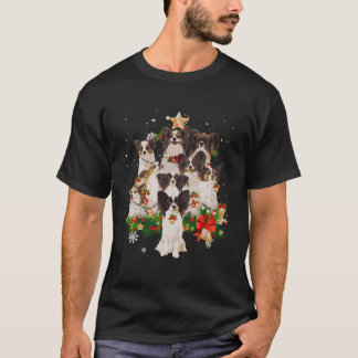 Papillon-kerstboomverlichting Funny Dog-kerstcadea T-shirt