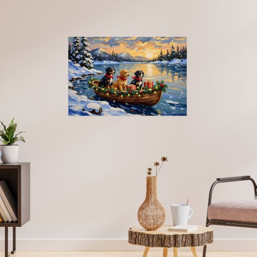 Papillon Kerstboot Vakantie Poster (Woonkamer 3)