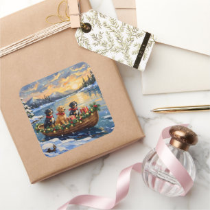 Papillon Kerstboot Vakantie Vierkante Sticker