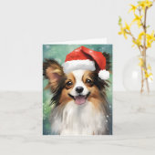 Papillon Kerstborstel schilderen kunstwerk Kaart (Gele Bloem)