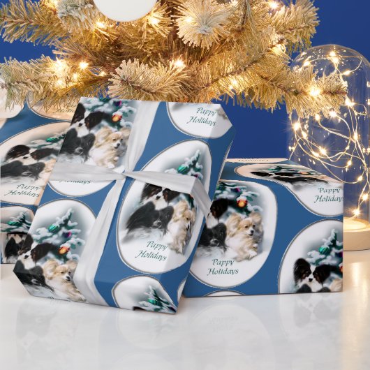 Papillon kerstcadeaus cadeaupapier (Feestdagen)