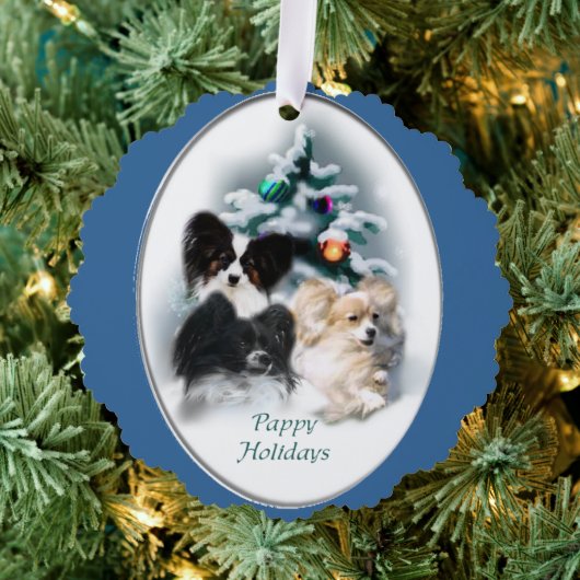 Papillon kerstcadeaus ornament kaart (Insitu (Drie))