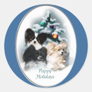 Papillon kerstcadeaus ronde sticker