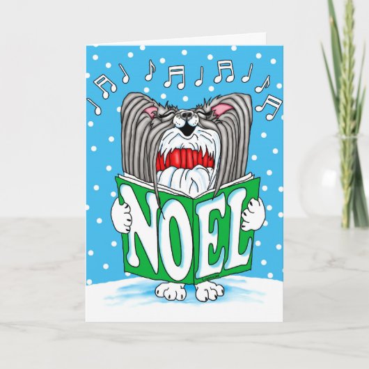 Papillon KerstCaroler BW Feestdagen Kaart (Voorkant)