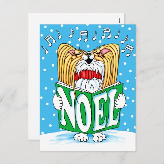 Papillon KerstCaroler RW Feestdagenkaart (Voorkant / Achterkant)