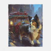 Papillon Kerstfeest Seizoen Fleece Deken (Voorkant)