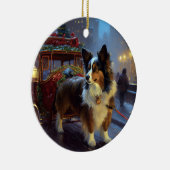 Papillon Kerstfeest Seizoen Keramisch Ornament (Rechts)