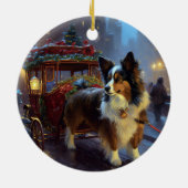 Papillon Kerstfeest Seizoen Keramisch Ornament (Achterkant)