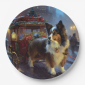 Papillon Kerstfeest Seizoen Papieren Bordje (Voorkant)