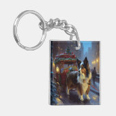 Papillon Kerstfeest Seizoen Sleutelhanger (Voorkant Links)