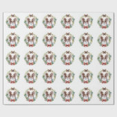 Papillon Kerstkrans feestelijke pup Cadeaupapier (Vlak)