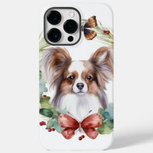 Papillon Kerstkrans feestelijke pup Case-Mate iPhone 14 Pro Max Hoesje