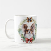 Papillon Kerstkrans feestelijke pup Koffiemok (Links)