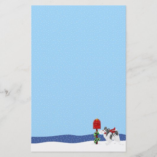 Papillon Kerstmail Blk Whit Briefpapier (Voorkant)