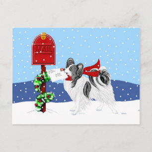 Papillon Kerstmail Blk Whit Feestdagenkaart