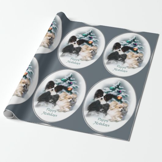 Papillon Kerstmis Cadeaupapier (Uitgerold)