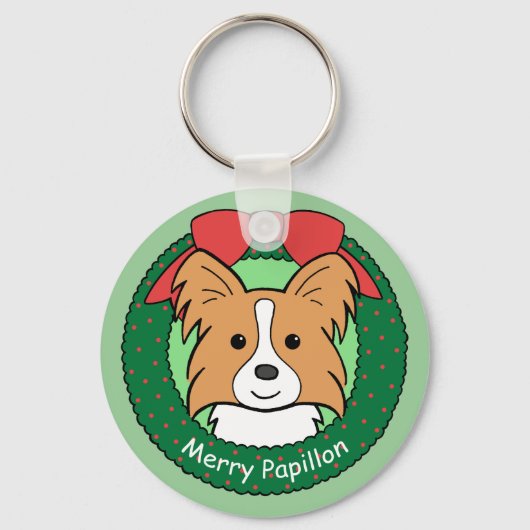 Papillon Kerstmis Sleutelhanger (Voorkant)