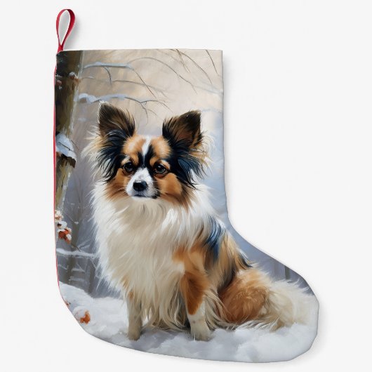 Papillon laat het sneeuwen Kerstmis Kleine Kerstsok (Voorkant)