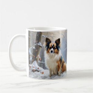 Papillon laat het sneeuwen Kerstmis Koffiemok