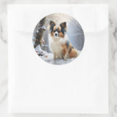 Papillon laat het sneeuwen Kerstmis Ronde Sticker (Tas)