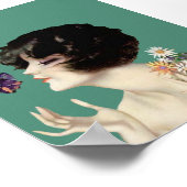 Papillon Lady Art Déco vintage Joli Fleurs (Coin)