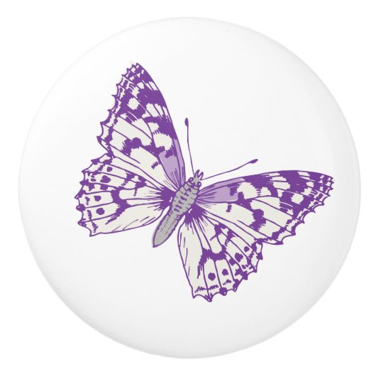 Papillon lady peinte encre violette art poignée de (Devant)