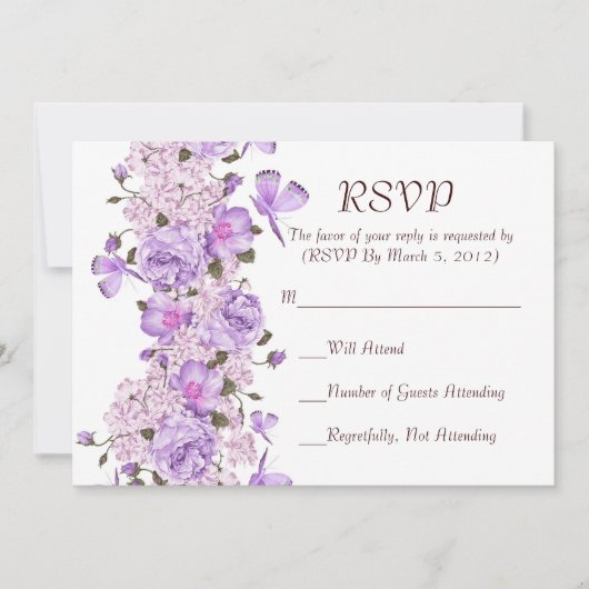 Papillon Lavande Florale Jardin carte RSVP (Devant)