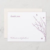 Papillon Love Mariage Merci Cartes (violet) (Devant / Derrière)