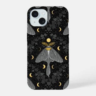 Papillon lune, phases lunaires et motif damassé de