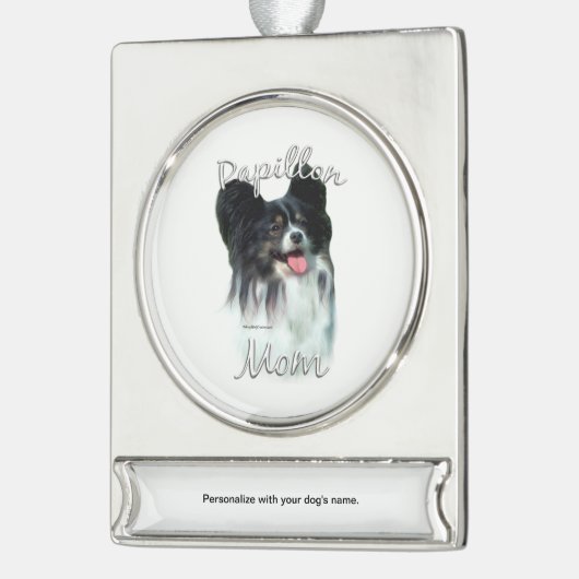 Papillon Ma 2 Verzilverd Banner Ornament (Links)