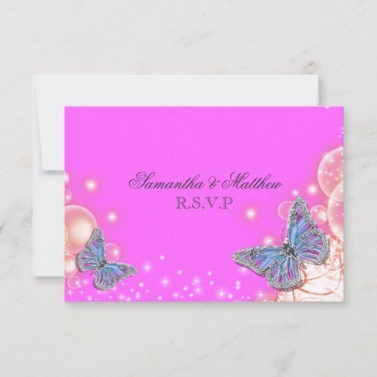 Papillon mariage RSVP bleu violet rose (Devant)