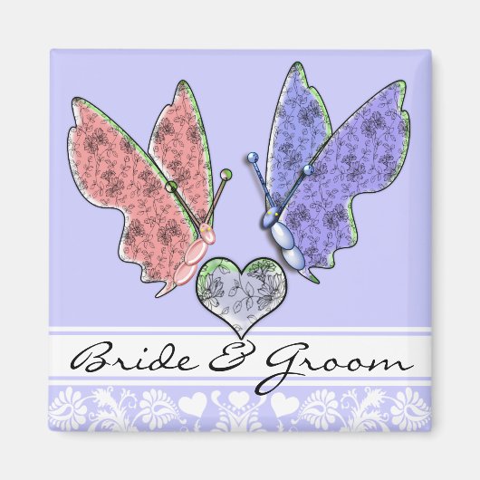 Papillon Mariée & Marié Magnet de Mariage (Devant)