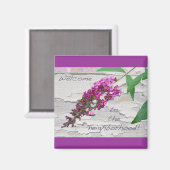 Papillon mauve Bush - Magnet de bienvenue (Recto/Verso)