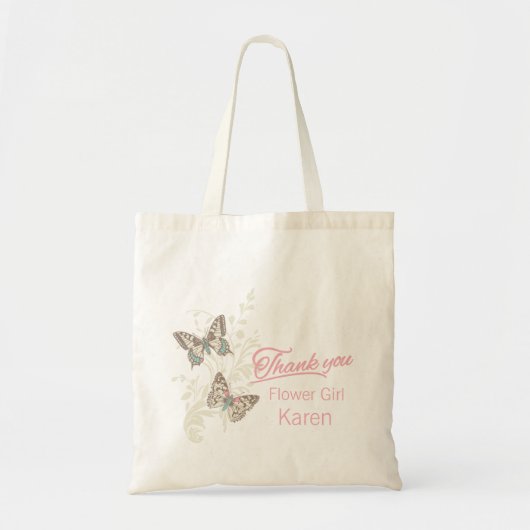 Papillon merci fleur fille mariage sac de faveur (Devant)