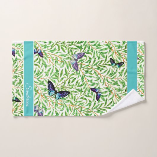 Papillon Moderne Stylish Marine Monogramme bleu (Serviette à main)