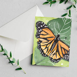 Papillon Monarque Belle Carte Aquarelle