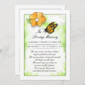 Papillon monarque en mémoire de la Carte de remerc (Devant / Derrière)