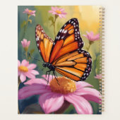 Papillon Monarque Fleur Rose Peinture Florale (Dos)