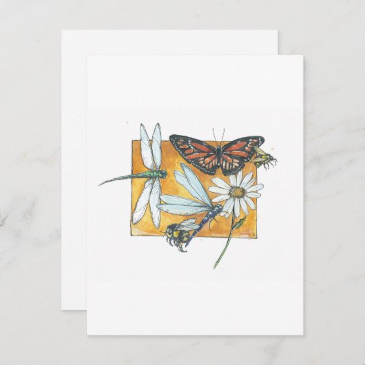 Papillon monarque, libellule et carte d'abeille (Devant / Derrière)
