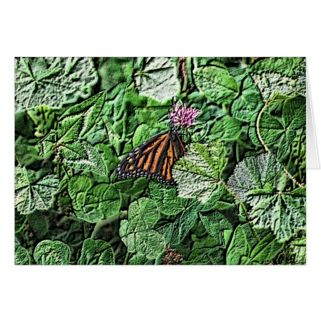 Papillon Monarque sur Clover Nature Carte d'Art (Devant Horizontal)