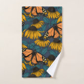 Papillon monarque sur confluents jaunes (Serviette à main)