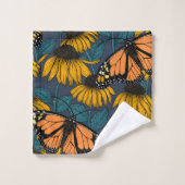 Papillon monarque sur confluents jaunes (Gant de toilette)