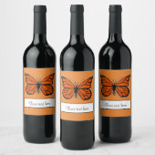 Papillon Monarque sur Étiquette de vin orange (Bouteilles)