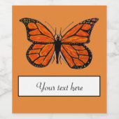 Papillon Monarque sur Étiquette de vin orange (Étiquettes simples)