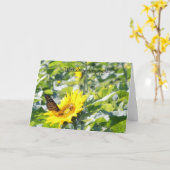 Papillon monarque sur la carte de Sympathie de tou (Fleur jaune)